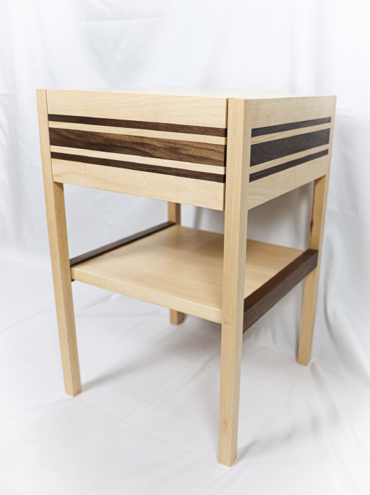 Laminated bedside table (beech,walnut)